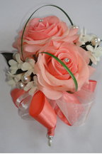 Light Coral Fresh Touch Rose Corsage, lifelike wedddng corsage